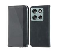 VGANA Custodia per Motorola Edge 70, [1 Protezione per Schermo Pacchetto] Cover in Pelle PU per Portafoglio Modello di Moda Semplice a Libro Shell del Telefono. Nero