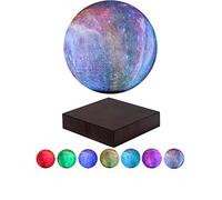 VGAzer Lampada a forma di luna levitante che fluttua e gira liberamente in aria, con luci LED che cambiano gradualmente tra 7 colori, luce decorativa per bambini, amanti e amici (base quadrata)