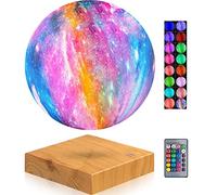 VGAzer Lampada a forma di luna levitante. Lampada notturna galleggiante e rotante in aria, per ufficio, casa, decorazione, regali, Natale (superficie galattica in 16 colori)