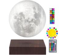VGAzer Lampada fluttuante a forma di luna, 16 colori, 20 modelli, luce a levitazione che gira liberamente, illuminazione a levitazione magnetica, idea regalo per bambini, decorazione per ufficio e