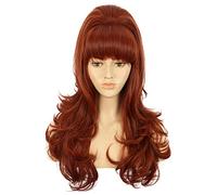 VGbeaty Parrucca da donna lunga zenzero beehive vintage sposata casalinga bouffant 60s 70s Halloween costume Cosplay