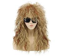 VGbeaty Vokuhila Parrucca da donna lunga riccia bionda mix rosso punk rocker parrucca per costume
