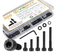 VGBUY Kit di viti M4, viti M4 nere (7 misure da 6 a 30 mm), kit assortito di dadi e bulloni metrici, testa esagonale da 6/8/12/16/20/25/30 mm, con dadi a rondella, grado 12,9