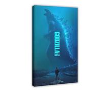 VGDFH Poster su tela del film Godzilla vs King Kong, decorazione per camera da letto, ufficio, stanza, regalo, 50 x 75 cm