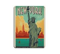 VGDFH Poster vintage con statua di New York City e viaggi americani, in metallo, stile retrò, decorazione da parete per bar, grotte, bar, famiglia, garage, 30 x 40 cm