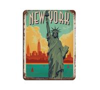 VGDFH Poster vintage con statua di New York City e viaggi americani, in metallo, stile retrò, decorazione da parete per bar, grotte, bar, famiglia, garage, 30 x 40 cm