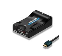 VGE Adattatore SCART HDMI per TV, Convertitore da VHS a Digitale per Lettore Videocassette, DVD e Proiettore - Supporto PAL/NTSC, Plug&Play, Cavo Alimentazione Incluso - Nero