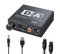 VGE Convertitore audio digitale ad alta fedeltà, convertitore DAC con ottico e coassiale a R/L RCA e AUX da 3,5 mm, 192 KHz, cavo Toslink incluso, semplice funzionamento Plug and Play, adattatore