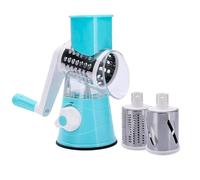 VGE Mandolina per Verdure, Tritatutto Manuale 3 in 1 con 3 Lame in Acciaio Inossidabile, Affettatrice e Grattugia per Verdure, Formaggio - Ideale per Cucina, Taglia Verdure Multifunzione|Blu