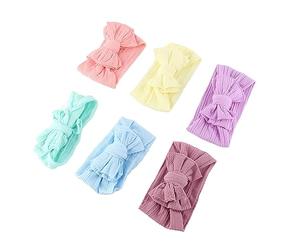 VGEBY 6 Pezzi Fiocchi per Capelli per Bambini, Fasce per Capelli Morbide per Neonati Fatte a Mano con 6 Colori Rosa Blu Taro Viola Beige Verde Menta, per Foto di Scena Neonato