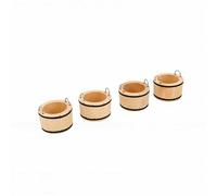 VGEBY Accessori per la Cucina Giocattolo Set di 4 Mini Secchi in Legno per Casa delle Bambole in Legno di Pino con Dettagli in Scala di Trama Realizzati a Mano per l'arredamento della Casa delle