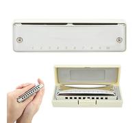 VGEBY Armonica Blues a 10 Fori Chiave F Acciaio Inossidabile Resina ABS Suono Lucido per una Lunga Durata Blu (WHITE)
