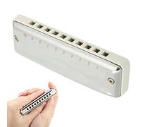 VGEBY Armonica Blues compatta 10 fori Bb Chiave Bb Strumento in resina ABS per professionisti (WHITE)