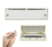 VGEBY Armonica Blues Durevole, Armonica a Bocca a 10 Fori, Chiave G, Impermeabile, Acciaio Inossidabile, Resina ABS, Strumento a Fiato per una Lunga Durata (blu) (WHITE)