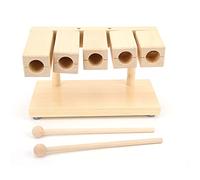 VGEBY Blocco per Percussioni in Legno Lucidato a Mano con Blocchi Ritmici in Acero a 5 Note - Ideale per Ensemble Strumentali