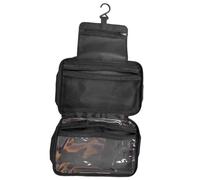 VGEBY Borsa da Toilette Sospesa, Tessuto Oxford, Organizer Pieghevole per Cosmetici da Viaggio con Gancio, Dimensioni Compatte per gli Oggetti Essenziali da Viaggio (BLACK)