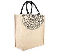 VGEBY Borsa di iuta quadrata vintage Borsa in iuta leggera e resistente per l'uso quotidiano, #-02, Middelgrote maat