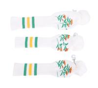 VGEBY Copritesta per Mazze Lavorate a Maglia da 3 Pezzi, Materiale Traspirante Ad Alta elasticità con Motivo Classico Girasole, con Grande Decorazione Pompon, per la Protezione della (WHITE)