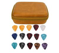 VGEBY Custodia per Plettri per Chitarra, Supporto in Tessuto EVA, Custodia Antiurto per Plettri con 15 Pezzi per Chitarra Elettrica e Ukulele (YELLOW)