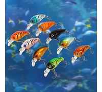 VGEBY Esche da Crankbait in Plastica, 4,5cm 4g Crankbait per Piccoli Bass | 9 Colori Diversi, Occhi 3D, Sfera in Acciaio Inox Interna, Azione di Nuoto Realistica, per Pesca in Acqua Dolce e Salata
