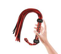 VGEBY Frusta da Cavallo in Pelle Artificiale, Divertente Frustino per Equitazione e Cosplay, con Comoda Impugnatura per Uomini e Donne, Lunghezza Totale 23,4 Pollici. (Rosso)