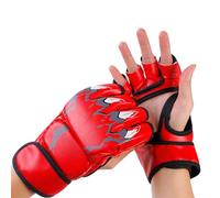 VGEBY Guantoni da Boxe Mezze da Boxe in Pelle PU Palmi Aperti con Cinturino da Polso Regolabile Fodera Traspirante per Uomo Donna Kickboxing Sparring Sacco da Allenamento (rosso)