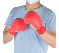 VGEBY Guantoni da Boxe, Protezioni per Le Mani da Karate con Spesso Strato di Spugna Eva e Barra Elastica di Presa, Polsino Allargato con Fibbia a Strappo, Superficie in PU con Texture (Rosso)