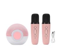 VGEBY Macchina per Karaoke, Altoparlante Bluetooth Portatile con 2 Microfoni Wireless 5 Effetti Vocali Luci Colorate per Viaggi All'aperto per Feste in Casa (PINK)