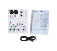 VGEBY Mixer Audio a 2 Interfaccia Audio Controller DJ con Alimentazione Phantom Uscita MP3 AUX Manopole di Controllo Indipendenti per la Registrazione di Performance Sul Palco (WHITE)