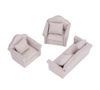 VGEBY Mobili per Casa delle Bambole Set di Divani in Miniatura in Legno e Tessuto di Cotone Divani Doppi e Singoli in Scala 1/12 con Cuscini per Collezionisti di Decorazioni per il Soggiorno di una