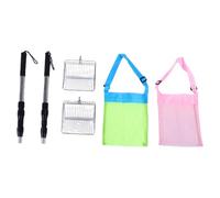 VGEBY Pala da Spiaggia Setaccio per Sabbia in Metallo con Borsa a Rete Set di Palette Antiruggine per la Raccolta di Conchiglie e Vetro Marino, Asta e Borsa a Tracolla, per Adulti e Bambini in (2