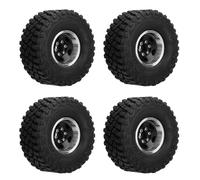 VGEBY Pneumatici per Cingolati RC Gomma Morbida con Ruote Beadlock in Alluminio 55mm 4 Pezzi Design con Bloccaggio Offset Negativo per 1 24 1 18 RC SCX24 FCX24 (BLACK)