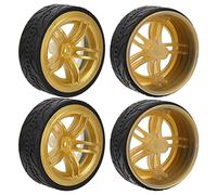 VGEBY Ruota per Auto RC, Pneumatici da Corsa Ad Alta velocità con Battistrada per Prestazioni Stabili con Gomma Scanalata per Auto da Corsa RC 1/10 (GOLD)