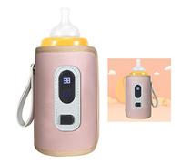 VGEBY Scaldabiberon USB, Riscaldatore per Biberon con Schermo LCD e Regolazione della Temperatura, Design Portatile Impermeabile per Viaggi e Auto (PINK)