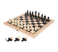 VGEBY Set da 3 in 1 Scacchi Dama Backgammon in Legno, Tavolo da Gioco Portatile Piegevole per Intrattenimento Familiare (M)