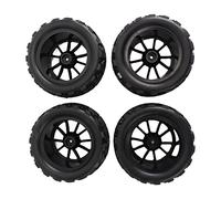 VGEBY Set di 4 Ruote e Cerchi RC, Adattatore Esagonale 12mm Gomma Nera per SLASH 1/10 Short Course Truck