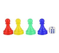 VGEBY Set di Pedine, Gettoni di Gioco in Plastica, Confezione da 4 per Giochi da Tavolo, Uso in Viaggio, Include Dadi, Ottimo per il Divertimento in Famiglia