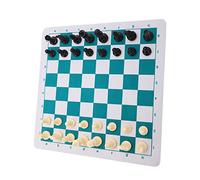 VGEBY Set di Scacchi, Set di Scacchi da Viaggio in Pelle PU con Pezzi in Plastica, Tappetino per Mouse 35 X 35 Cm, Gioco da Tavolo Portatile per Famiglie per Adulti, Bambini, Feste a Casa, Viaggi