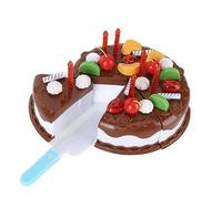 VGEBY Set per Torta di Compleanno con Cibo da Gioco, Giocattolo per Torta Fai da Te con Accessori Rimovibili per il Pane per Bambini di età Superiore a 3 (Set scatola express color cioccolato da 37