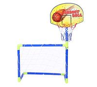 VGEBY Supporti da Basket in Plastica Set Sportivo 2 in 1 con Porta da Calcio Cerchio da 90 Cm Gioco Portatile per Interni Ed Esterni per Bambini Coordinazione Occhio-mano Abilità Motorie