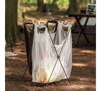 VGEBY Supporto Portatile per Sacco della Spazzatura, Supporto Pieghevole per Sacco della Spazzatura in Acciaio Inossidabile, 32x27x50 Cm per Barbecue da Campeggio all'aperto, Picnic (BLACK)