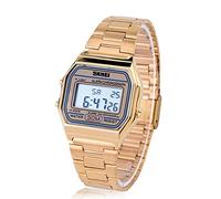 VGEBY1 Orologio digitale in lega classico progettato con retroilluminazione, visualizzazione 12/24 ore, data, settimana, sveglia, cronografo, ecc. (oro), oro