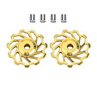 VGEBY1 Puleggia deragliatore Bici, 1 Paio 11T/13T Cuscinetto puleggia Cambio deragliatore Posteriore in alluminioRullo di Guida per Biciclette(11T-Oro)