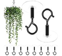 VGECEE 10 Pz Ganci da soffitto, Ganci Autoadesivi con Chiusura di Sicurezza Gancio Girevole a 360° Ganci da Soffitto Senza Fori per Piante Ganci Soffitto Adesivi Extra Forti, Resistenti Fino a 1,5 Kg