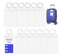 VGECEE 12 Pezzi Etichetta Bagaglio per Crociera Targhette Valigia Aereo Trasparenti Viaggio Bagagli Tag Impermeabile in PVC Porta Etichette per Valigia da Crociera per Valigie Bagagli Carrozzina Borsa