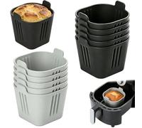VGECEE 12 Pz Pirottini per Friggitrice Ad Aria, Stampi in Silicone per Friggitrice ad Aria Stampi per Uova in Silicone Muffin Friggitrice Air Fryer Riutilizzabili Stampo per Muffin Budini, Grigio/Nero