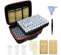 VGECEE 120 Slot Contenitore per Semi con 120 Etichette Adesivi +20 Pacchetti di Semi in Carta Kraft+ 1 Imbuti+1 Pinzetta, Portatile Conservazione dei Semi per Perline, Accessori Artigianali