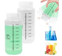VGECEE 2 Pezzi Bottiglie a Collo Largo, 500ML Bottiglie in Polipropilene con Scala Flaconi Octopus Bottiglia da Laboratorio con Coperchio Flacone per Reagenti PP di Grado Laboratorio per Aule, Cucina