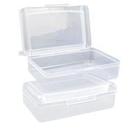 VGECEE 2 Pezzi Scatole Portaoggetti per Matite a Doppio Strato, Scatola Plastica con Coperchio Scatole Impilabili con Coperchio a Scatto Porta Pennarelli Trasparente per Scuola, Ufficio 20,5x12x6cm