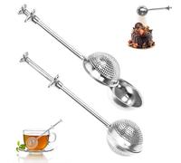 VGECEE 2 Pz Colino da tè per tè Sfuso, Infusore per Tisane con Manico Telescopico Pinze da tè e Colino da tè per tè Sfuso Infusore Fogliare Riutilizzabile Filtro da tè a Maglie Fini per Farina Cacao